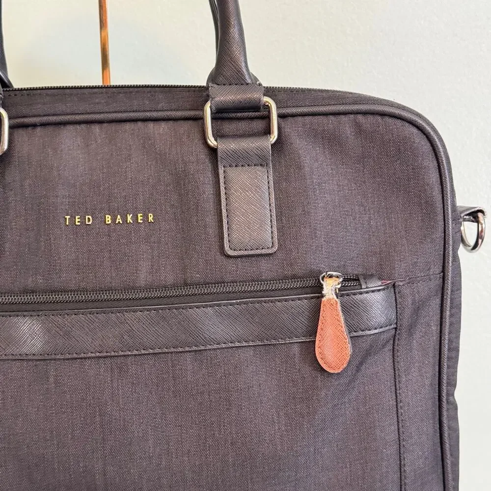 Ted Baker Briefcase Document Messenger Bag Laptop Black 12X15.5 Inches
